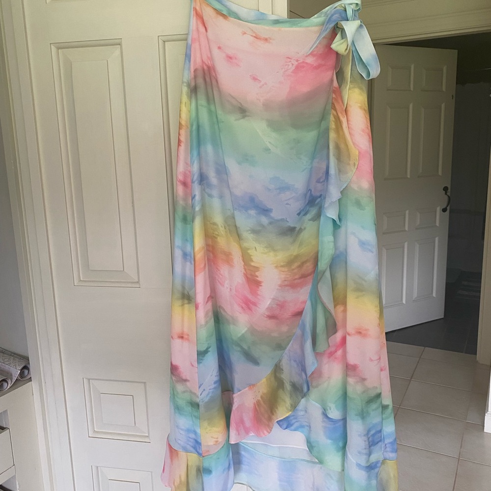 Amanda Uprichard pastel rainbow wrap skirt